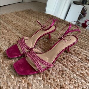 Jewel Badgley Mischka Fuchsia Strappy Heels